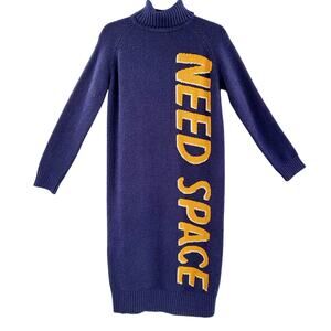 Omont Purple NEED SPACE Long-sleeved Turtleneck Knit Sweater Dress Women's Sz S